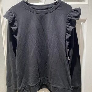 Black long sleeve top with ruffle sleeves Size L